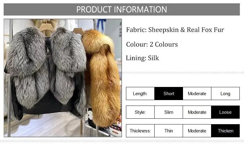 2023 Limited Edition Women's Genuine Sheepskin Leather Jacket with Real Red Fox Fur Trim - Premium Winter Outerwear