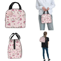 Sacs à lunch isolés Hello Kitty Cartoon Conteneur à lunch haute capacité Sac thermique Boîte à lunch Fourre-tout École Extérieur Fille Garçon