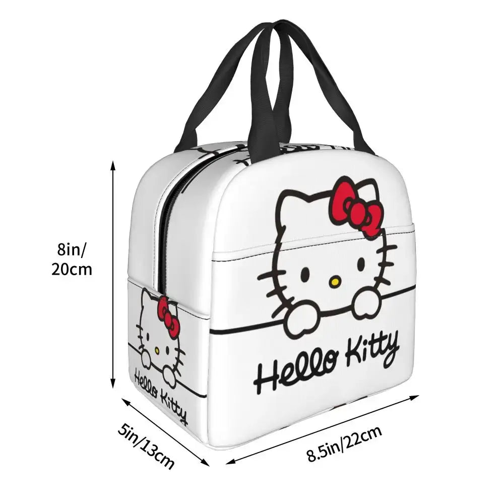 Benutzerdefinierte Hello Kitty Cat Lunchtasche, auslaufsichere Kühltasche, wärmeisoliert, Bento-Box für Frauen und Kinder, Picknick, Reise-Lebensmittel-Tragetaschen