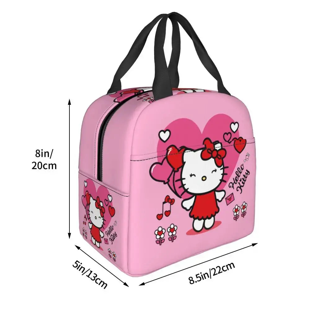 Benutzerdefinierte Hello Kitty Cat Lunchtasche, auslaufsichere Kühltasche, wärmeisoliert, Bento-Box für Frauen und Kinder, Picknick, Reise-Lebensmittel-Tragetaschen