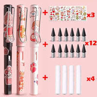 22 STK Kawaii Ewiger Bleistift Unbegrenztes Schreiben für Kinder Kunst Skizze Niedlicher Stift Ohne Anspitzen Zeichnen Schulbedarf Schreibwaren