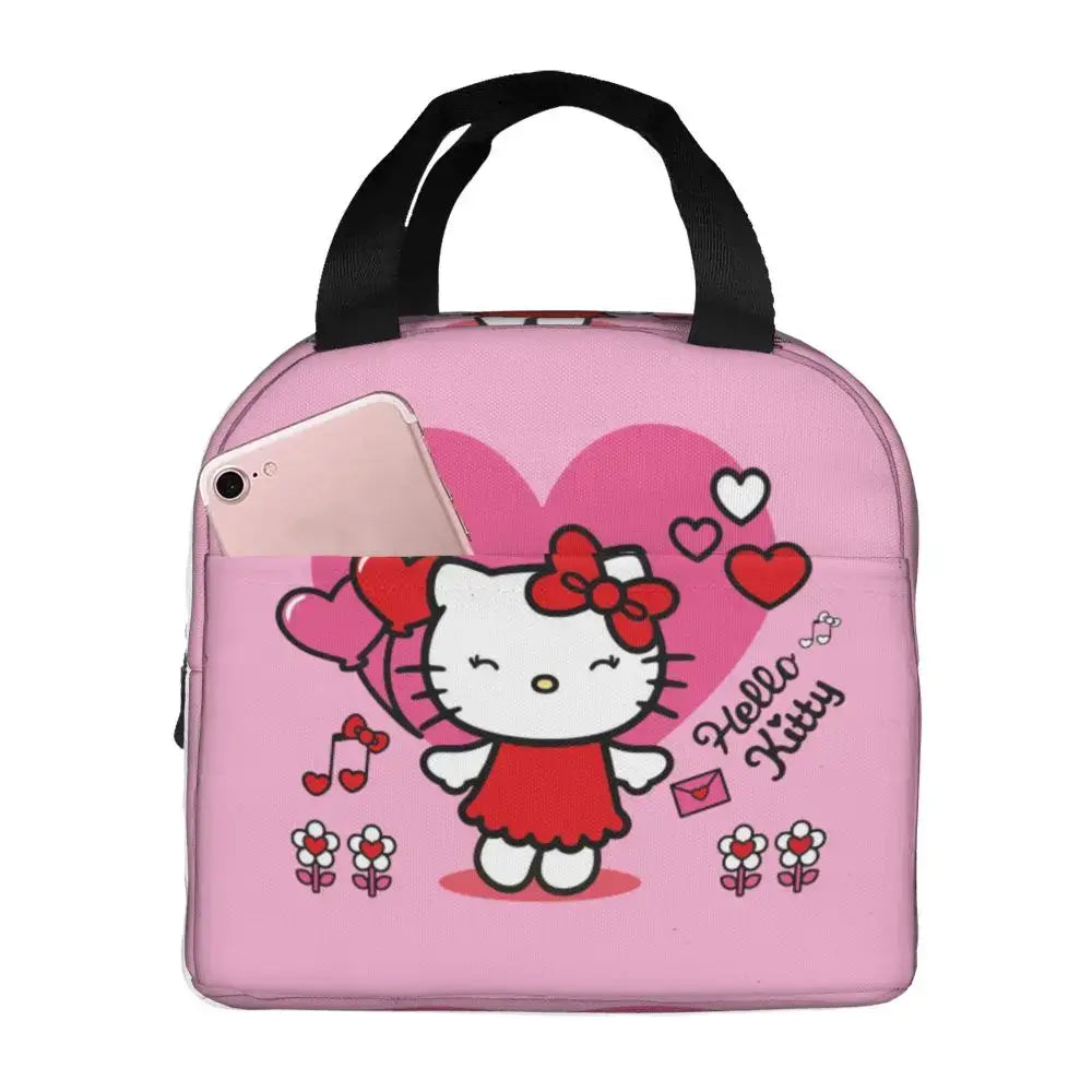 Benutzerdefinierte Hello Kitty Cat Lunchtasche, auslaufsichere Kühltasche, wärmeisoliert, Bento-Box für Frauen und Kinder, Picknick, Reise-Lebensmittel-Tragetaschen