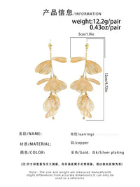 Chic Leaf Charm Necklace Drop Earrings for Women Petal Long Tassel Choker Jewelry Ladies 2024 New Party Gifts