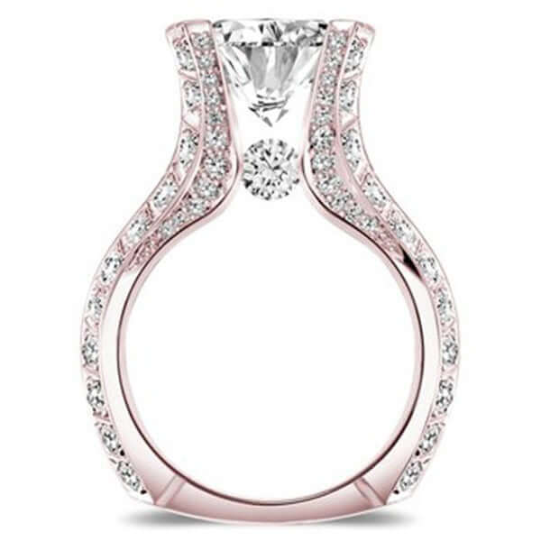 Rose Gold Oval Cubic Zirconia Engagement Ring with Elegant Design