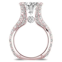 Rose Gold Oval Cubic Zirconia Engagement Ring with Elegant Design