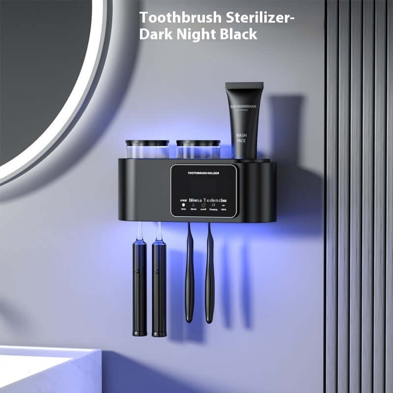 Intelligent Drying Toothbrush Sterilizer in Dark Night Black with UV Storage and Smart Function