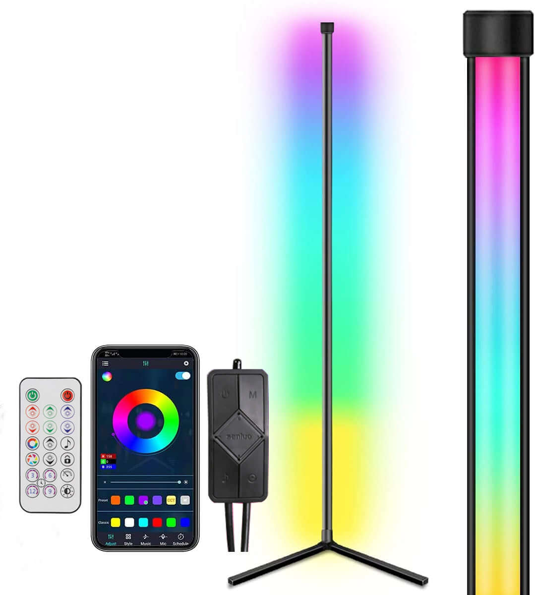 Symphony Bluetooth-kompatible RGB-Boden-Graffiti-Smart-App-Eckatmosphärenlampe