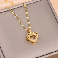 Cadeau de Saint Valentin Pendentif d'amour intelligent à double couche Collier en acier titane Bijoux fantaisie pour femme