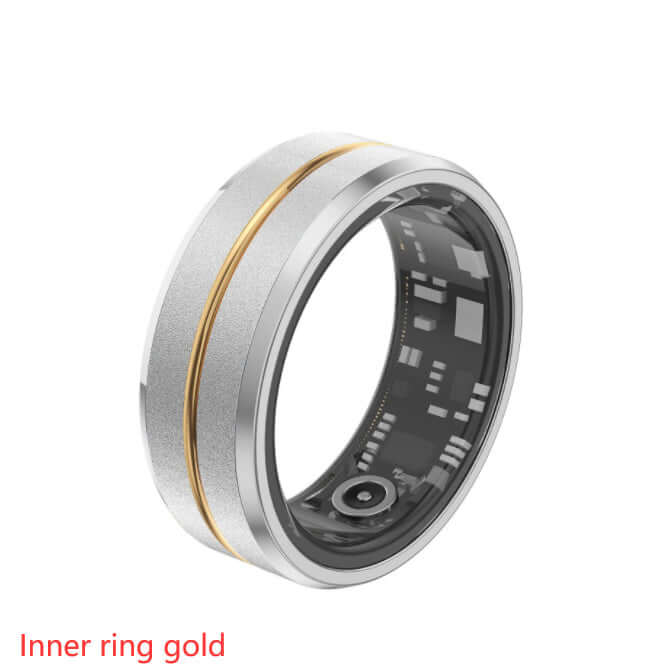 2024 Smart Ring, gold inner ring, tracks heart rate, blood oxygen, sleep; IP68 waterproof, lightweight design, 10-day battery life