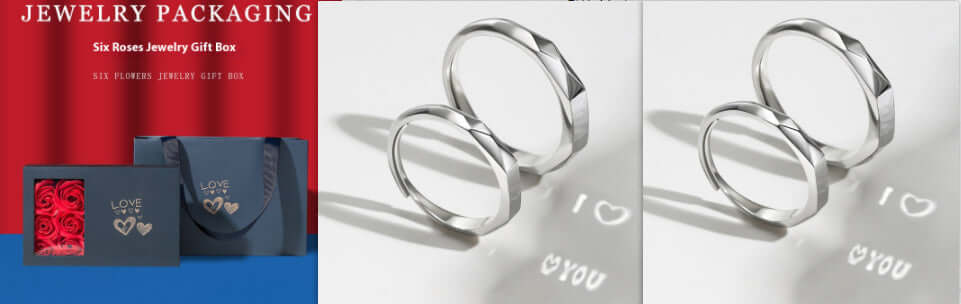 Surprise Love Projection Ring: Unique 925 Sterling Silver Jewelry for Couples