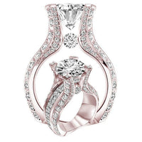 Rose Gold Oval Cubic Zirconia Engagement Ring with Timeless Elegance and Sophistication