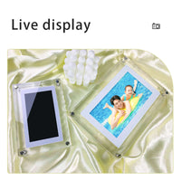 Digital picture frame with photo and video display on silky white background for Lush Homing decor